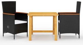 vidaXL Set de masă pentru grădină, 3 piese, negru