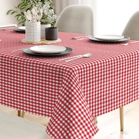 Goldea față de masă 100% bumbac kanafas -  carouri mici roșii-albe 80 x 80 cm