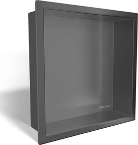 Raft incastrat patrat Balneo Wall-Box One cu rama 30x30x7 cm Gun Metal periat