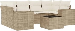 vidaXL Set canapele de grădină, 7 piese, cu perne, bej, poliratan