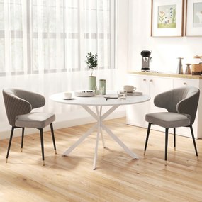 HOMCOM Masă rotundă de dining, stil industrial, cu picioare în cruce din oțel, Ø120x75 cm, albă | Aosom Romania
