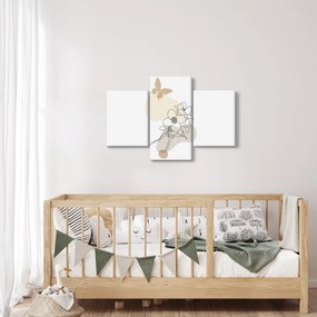 Tablou - Flori bej cu fluture N⁰3 (90x60 cm)