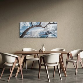 Tablou cu copac înzăpezit lângă apă (120x50 cm)