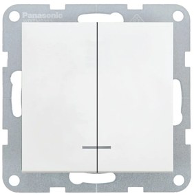 Intrerupator dublu cu led 10A, IP20, Alb, Panasonic Karre Plus 55