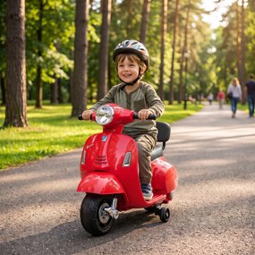 AIYAPLAY Motocicletă Electrică pentru Copii Mini Vespa Gts 7,2 V, 1,5-3 Ani, Roșie | Aosom Romania