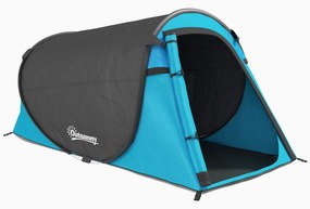 Outsunny Cort Camping 2 Persoane, Cort Automat Pop-up Iglu, 220x108x110 cm, Albastru | Aosom Romania