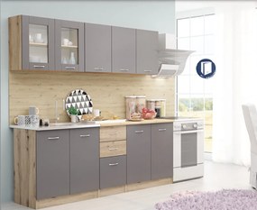 Bucatarie GLOBAL132 - stejar artisan/gri grafit
