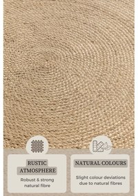 Covor fildeș reversibil rotund din iută ø 200 cm Braided Ivory – Hanse Home