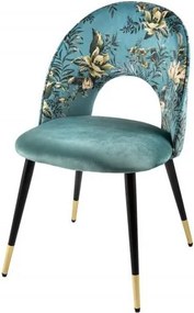 Set de 2 scaune moderne tapitate cu model floral Boutique turcoaz