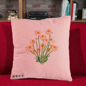Perna Decorativa Margarete Camp, 40x40 cm, Roz, Husa Detasabila, Perna Inclusa, BEKZ®