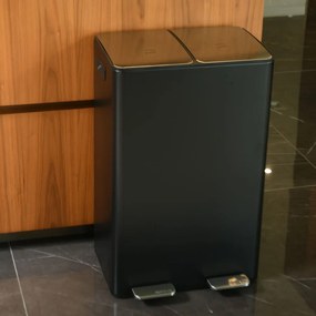 Coș de gunoi gri închis pentru reciclare/cu pedală 2x30 l din oțel Aliya – Spirella