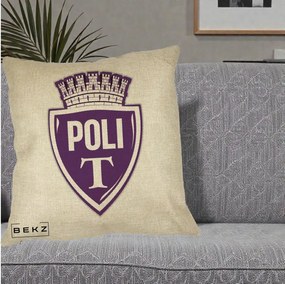Perna Personalizata Poli Timisoara Fotbal, 40x40 cm, Crem, Husa Detasabila, Perna Inclusa, BEKZ®