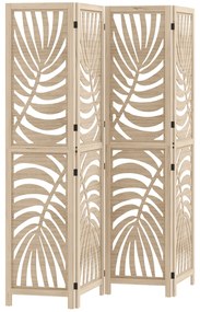 HOMCOM Paravan interior din lemn 4 panouri 160 x 170 cm, pliabil și portabil, model frunză, design detașabil, lemn natural | Aosom Romania