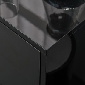 HOMCOM Sifonier de Depozitare cu 2 Sertare, 2 Uși, cu Centură de Siguranță, pentru Sufragerie, Dormitor, 79 x 36 x 74 cm, Negru | Aosom Romania