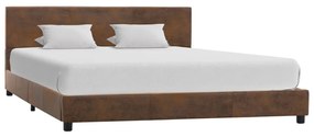 284783 vidaXL Cadru de pat, maro, 140x200 cm, piele întoarsă ecologică