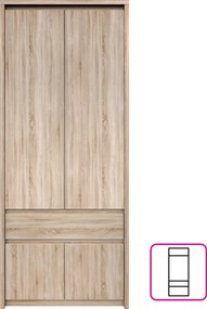 Dulap pentru umeraşe 4D1S/70, stejar sonoma, NORTY TYP 22