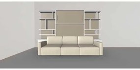 Set pat rabatabil dublu cu somiera inclusa, canapea 3 locuri si 2 biblioteci(100 cm) - ROYAL XL 160 - SOFA & BIG BOOKCASES SET (160X200)