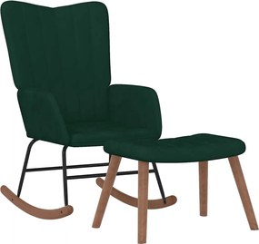 vidaXL Scaun balansoar cu taburet, verde închis, catifea