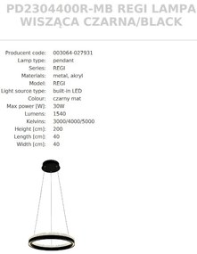 Lustra suspendata LED moderna REGI 40cm