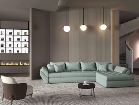 Colțar extensibil dumonde cu ladă de depozitare si sezut confortabil din spuma high-density, Loana XL Enjoy Mint II 335x185 cm