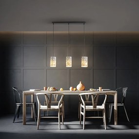 Lustra cu 3 pendule metal negru, sidef alb Nakar