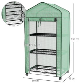 Outsunny Mini sera pe 3 nivele cu acoperis PE intarit si roti, Sera portabila pentru interior si exterior cu usa care poate fi rulata | Aosom Romania