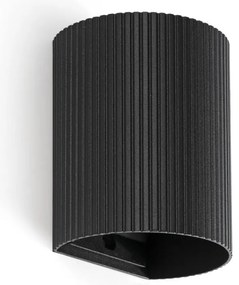 Aplica perete aluminiu striat negru, 1xGU10, SOLE round
