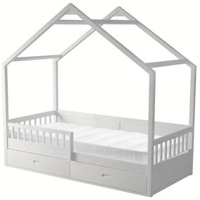 Pat etajat pentru copii 90 cm Burgues (alb) (cu somieră) (cu sp. depozitare). 1116252