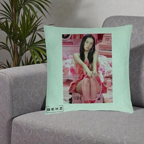 Perna Personalizata K-pop BLACKPINK Jisoo Pink Room, 40x40 cm, Verde Menta, Husa Detasabila, Perna Inclusa, BEKZ®