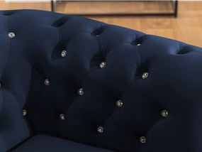 Colțar albastru extensibil cu tapițerie din catifea (cu colț pe partea stângă/în formă de ”L”) York Blik – Ropez