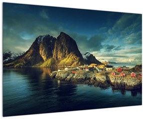 Tablou cu sat de pescari din Norvegia (90x60 cm)