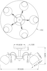 Globo 54711-5 - Plafoniera PERDITA 5xE14/40W/230V