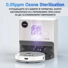 Robot aspirator Xiaomi Lydsto W2, 50W, 5000 Pa, 0.35 L, Statie autogolire, Wi-Fi, Sistem anti-cadere, Functie de programare, HEPA, Alb