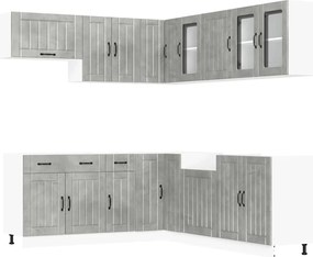 vidaXL Set dulapuri de bucătărie 11 piese „Lucca” gri beton Lemn