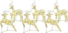 vidaXL Reni LED cu 180 LED 6 pcs Auriu PET