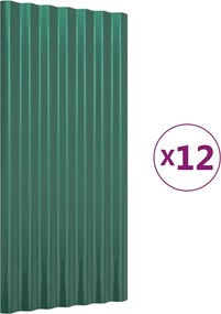 vidaXL Panouri de acoperiș 12 buc. oțel galvanizat verde 80x36 cm