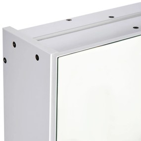 kleankin Dulap pentru baie cu oglindă Lumini LED Rafturi reglabile și USB Stil modern 90x15x75 cm Alb | Aosom Romania