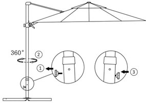 Umbrela suspendata cu stalp din aluminiu, nisipiu, 300 cm Nisip, 300 x 238 cm