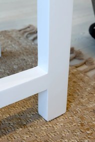 Consola alba, cu 2 sertare, din lemn de pin reciclat, aspect rustic, Marseille