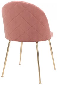Scaun dining roz din catifea cu picioare aurii Geneve House Nordic