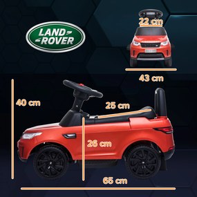 AIYAPLAY Mașinuță Electrică pentru Copii 18 Luni-5 Ani cu Licență Land Rover cu Muzică, USB și MP, 65x43x40 cm, Roșu | Aosom Romania