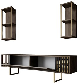 COMODA TV Lux Gold Line Tv Stand Stylish, Alb - Nuc - Gri, 180 x 48 x 30 cm