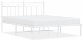 373741 vidaXL Cadru de pat metalic cu tăblie, alb, 140x200 cm