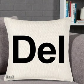 Perna Personalizata Tasta Del Tipografie Bold, 40x40 cm, Crem Reliefat, Husa Detasabila, Perna Inclusa, BEKZ®