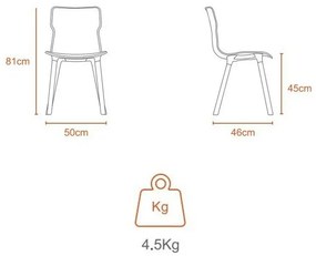 Scaun Duo wood Carrara 50,3 x 46,3 x 80,9 cm