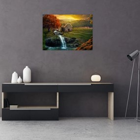 Tablou cu căbănuță în peisaj de poveste (70x50 cm)