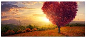 Tablou cu copaci în forma de inimă (120x50 cm)
