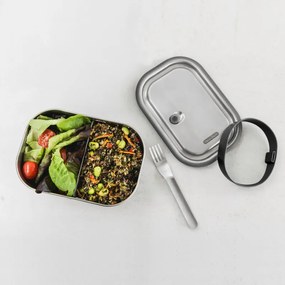 Cutie pentru alimente Black+Blum BAM-SS-L018, 1 L, Dreptunghiulara, Sigura pentru cuptor,Fara BPA, Otel inoxidabil, Gri