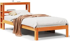vidaXL Cadru pat fără saltea, maro ceruit, 75x190 cm, lemn masiv pin