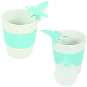 Cana din portelan SILICONE BUTTERFLY cu infuzor de ceai 280 ml, verde